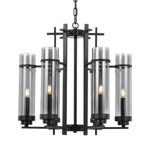 BURGESS 6 Light Pendant Black/Smoke Chain