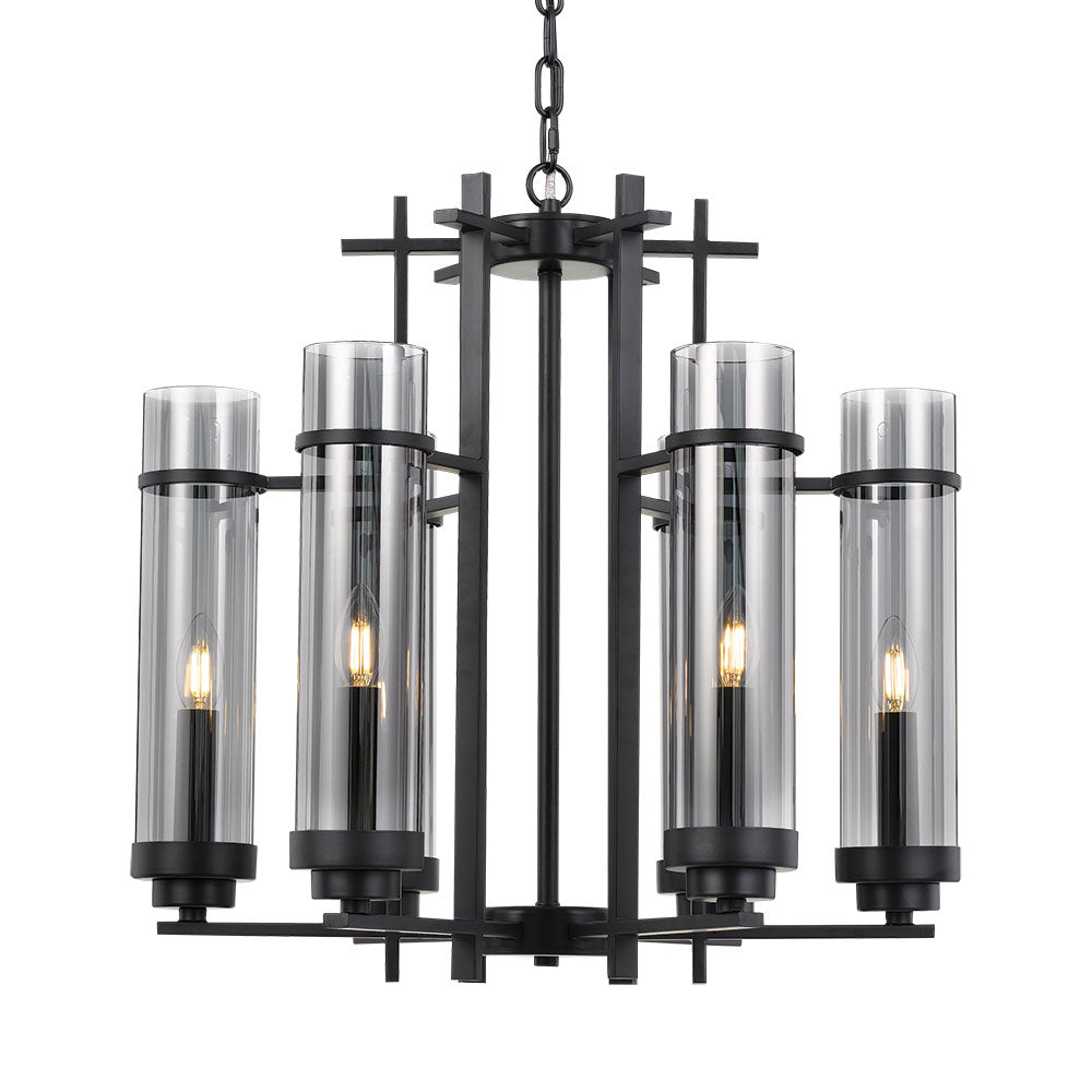 BURGESS 6 Light Pendant Black/Smoke Chain