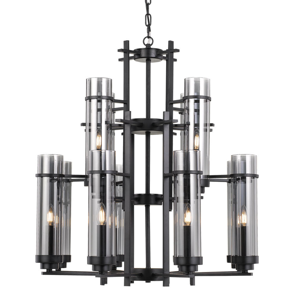 BURGESS 8 Light Pendant Black/Smoke Chain