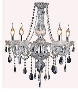 Theresa 5 Light Clear and Chrome Candelabra Chandelier - Lights Fans Action