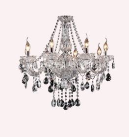 Theresa 8 Light Clear and Chrome Candelabra Chandelier - Lights Fans Action