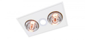 MYKA 2 - Slimline 3 in 1 with 2 x 275w Infrared Heat Lamps, 10W LED Downlight and side ducted exhaust - White - Lights Fans Action