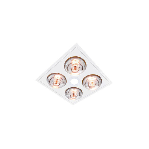 MYKA 4 - Slimline 3 in 1, 4 Heat, 10W LED Downlight and side ducted exhaust - White - Lights Fans Action