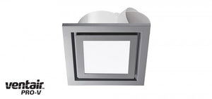 AIRBUS 200 - Premium Quality Side Ducted Square Silver Exhaust Fan With 10w LED Panel - Extra Low Profile - Lights Fans Action