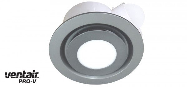 AIRBUS 250 - Premium Quality Side Ducted Round Silver Exhaust Fan With 14w LED Panel - Extra Low Profile - Lights Fans Action