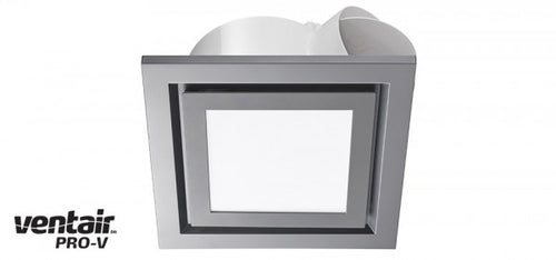 AIRBUS 250 - Premium Quality Side Ducted Square Silver Exhaust Fan With 14w LED Panel - Extra Low Profile - Lights Fans Action