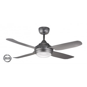 SPINIKA - 48"/1220mm Glass Fibre 4 Blade Ceiling Fan - Titanium with Tri Colour Step Dimmable LED Light - Indoor/Outdoor/Coastal
